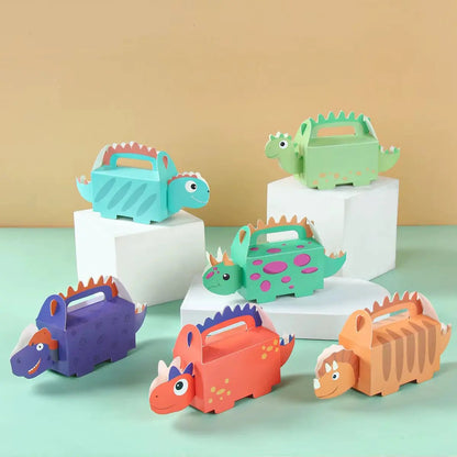 6Pcs Dinosaur Candy Boxes Happy 1St Birthday Party Decoration Kids Gifts Packaging Box Dino Baby Shower Supplies Box Bag
