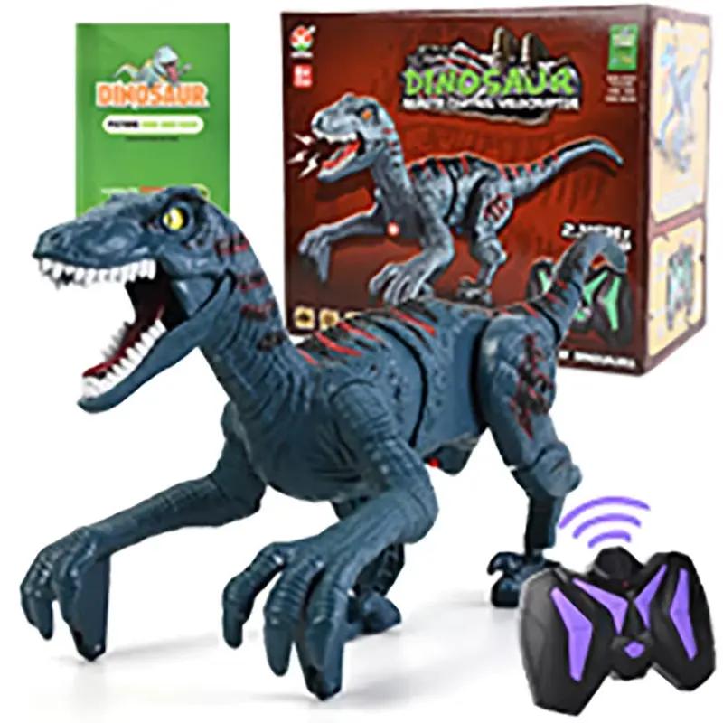Remote Control Dinosaur Toys Kid 8Ch 2.4G Radio Controlled Velociraptor Toy Imitates Walking and Sounds Shaking Head Toy for Boy