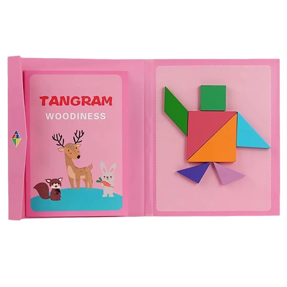 Wooden Jigsaw Magnetic Tangram Puzzle Book Educational Toys for Children Baby Kid Portable Montessori Learning Intelligence
