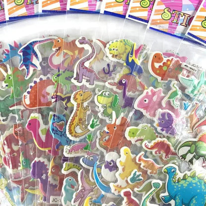 12 Sheets/Set 3D Dinosaur Stickers for Kids Toys Home Wall Decor Cartoon Sticker Scrapbooking Boys Notebook Diary Label
