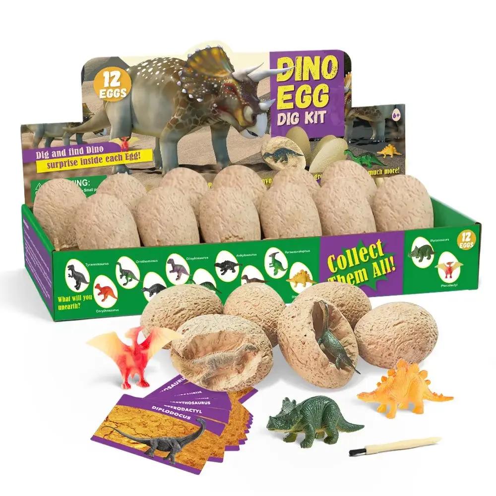 12PCS Archeological Dig up Dinosaur Egg Fossil Excavation Toy Kid Scientific Mining DIY Dino Egg Multiplayer Party Favors Toys