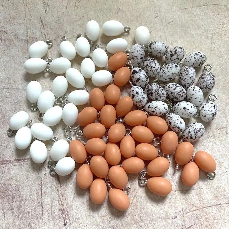 10Pcs Mini Simulated Egg Dinosaur Egg Resin Charms Funny Cute Quail Egg Pendant Diy for Earring Necklace Jewelry Make