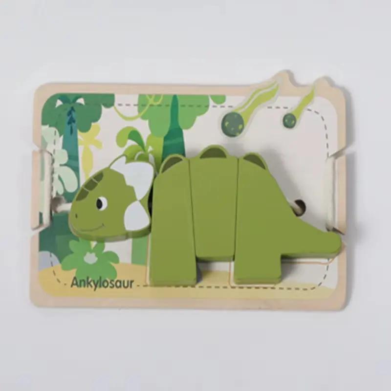 Wooden Animal Threading Toy Cartoon Dinosaur Puzzle Kid Montessori Educational Toy Baby Finger Fine Sports Toy Gift for Children