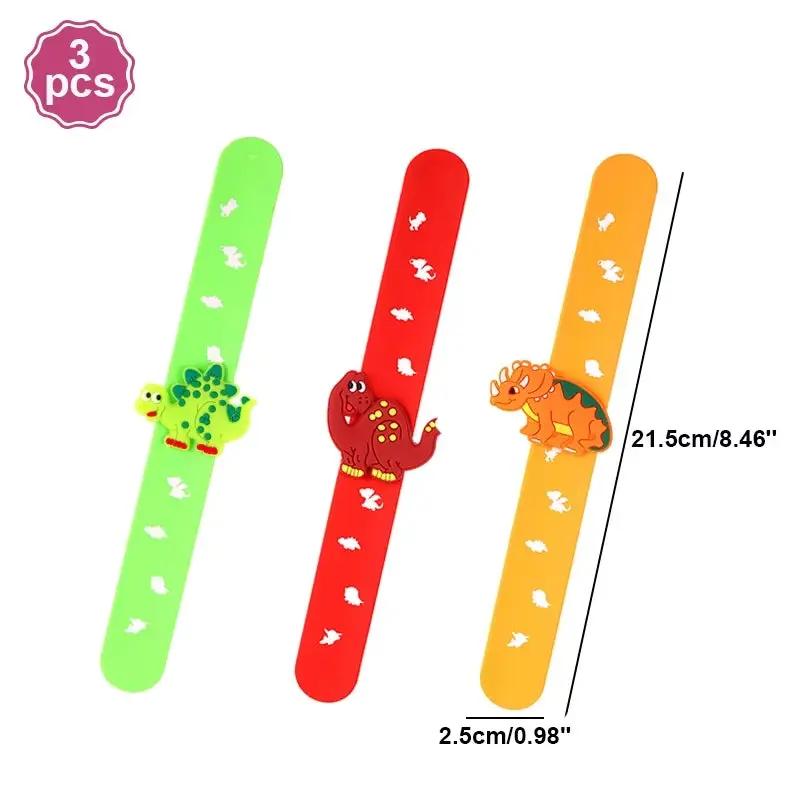 Dinosaur Party Goodie Bags Fillers Tattoo Keychain Rubber Slap Bracelet Dino Ring Kids Dinosaur Birthday Party Supplies Gift Toy