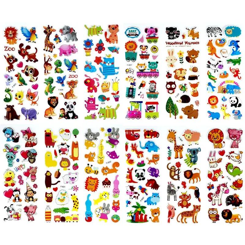 12 Sheets/Set 3D Dinosaur Stickers for Kids Toys Home Wall Decor Cartoon Sticker Scrapbooking Boys Notebook Diary Label
