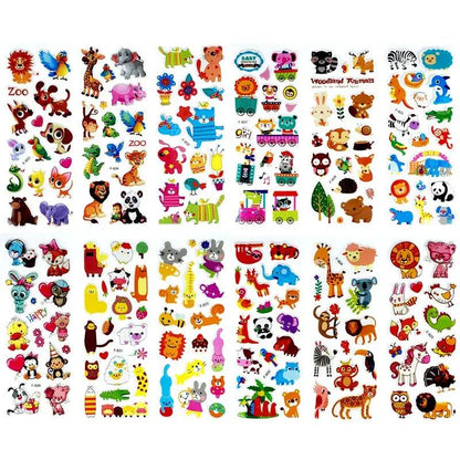 12 Sheets/Set 3D Dinosaur Stickers for Kids Toys Home Wall Decor Cartoon Sticker Scrapbooking Boys Notebook Diary Label
