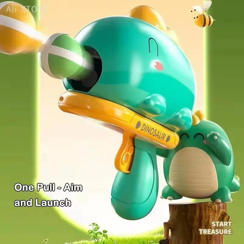 1 Set Catapult Target Dart Board Sport Softball Interactive Toys for Boys Girls Gift Kids Cartoon Dinosaur Sticky Ball Gun Toy