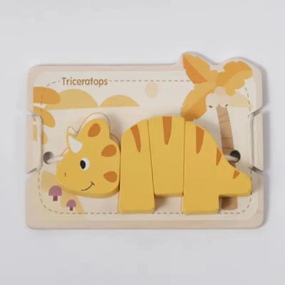 Wooden Animal Threading Toy Cartoon Dinosaur Puzzle Kid Montessori Educational Toy Baby Finger Fine Sports Toy Gift for Children