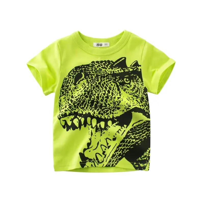 2 3 4 5 6 7 8 Years Kids Boys Clothes 100% Cotton Short Sleeve T-Shirts Dinosaur Cartoon Children Clothes Kids Summer Clothing