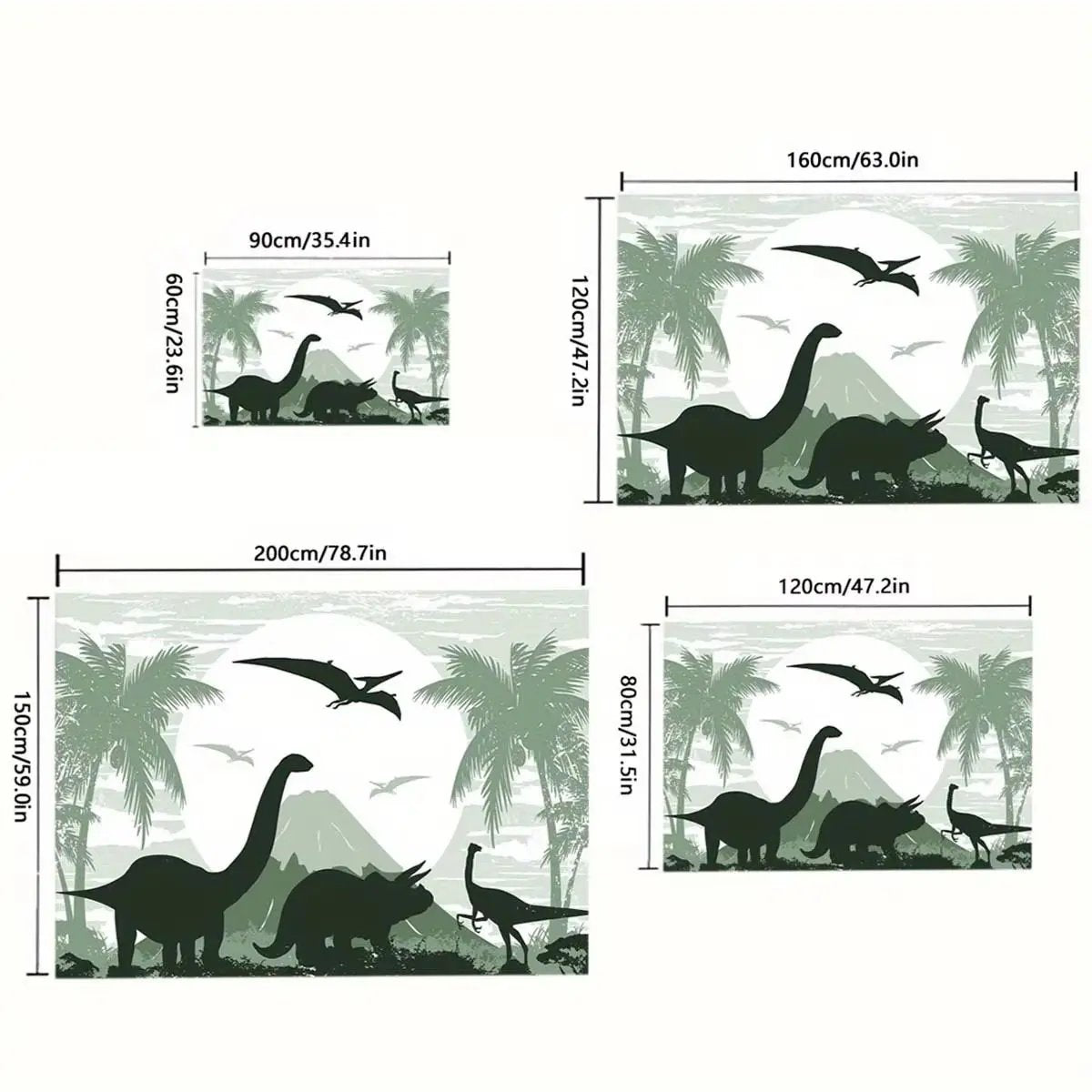 1Pc Dinosaur Pattern Soft Floor Mat - Floor Mat Crystal Velvet, Tropical Palm Tree & Mountain Design, Non-Slip & Durable Rug For