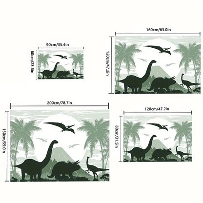 1Pc Dinosaur Pattern Soft Floor Mat - Floor Mat Crystal Velvet, Tropical Palm Tree & Mountain Design, Non-Slip & Durable Rug For