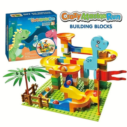 Dinosaur Park,Early Education STEM Toy Bricks Maze Set Children'S Birthday/Festival Gift Marble Run Building Blocks