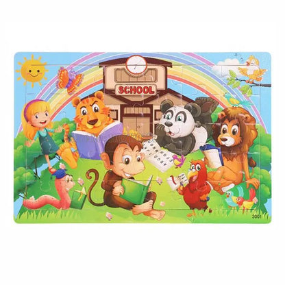 30Pcs Animals Dinosaur Puzzle Wooden Preschool Kids Cartoon Learning Educational Christmas Toys