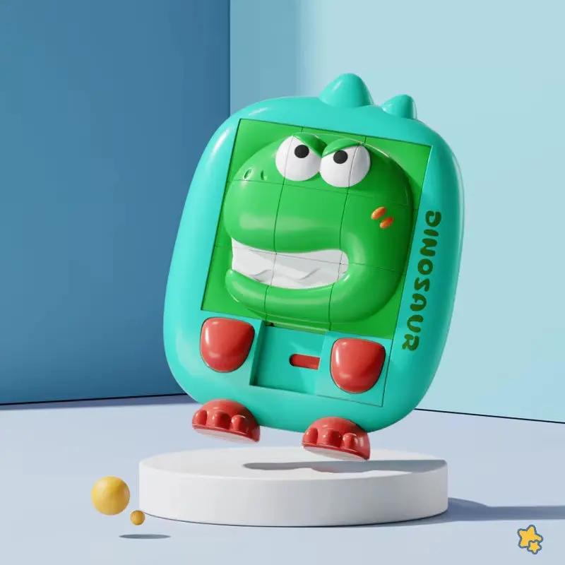 Cartoon Dinosaur Slide Puzzle Game Huarong Road Puzzle Board Educational Smart Logic Board Game for Children Ages 2-6 Travel Toy