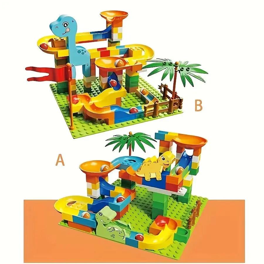 Dinosaur Park,Early Education STEM Toy Bricks Maze Set Children'S Birthday/Festival Gift Marble Run Building Blocks