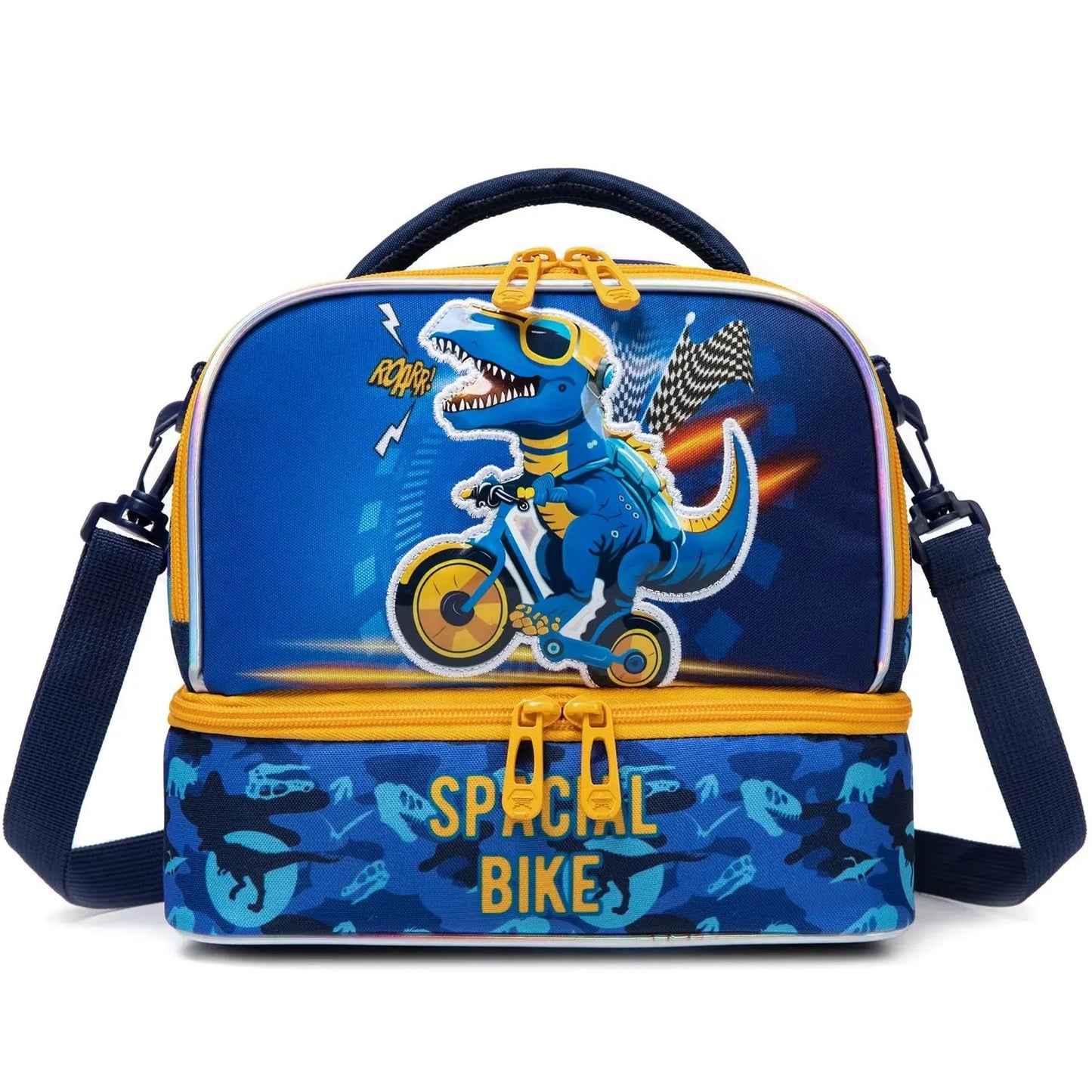 Kids Dual Compartment Tote Lunch Bag for Boys Kids Cooler Insulated Toddler Lunch Bag Box