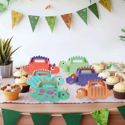 6Pcs Dinosaur Candy Boxes Happy 1St Birthday Party Decoration Kids Gifts Packaging Box Dino Baby Shower Supplies Box Bag