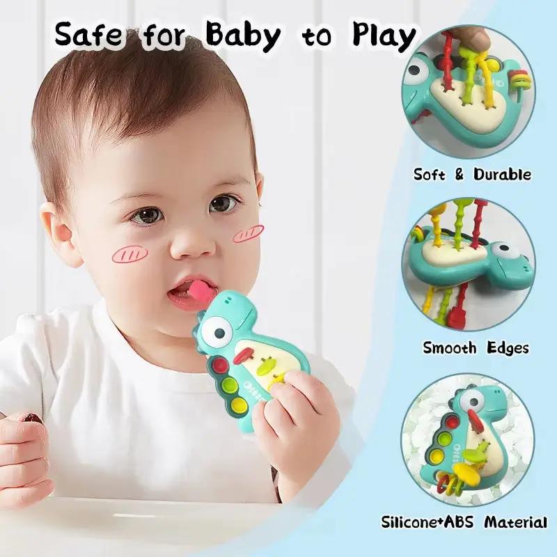 Montessori Toys for Babies 6 12 Months Dinosaur Pull String Toys Newborn Sensory Teething Toys Baby Fine Motor Development Games