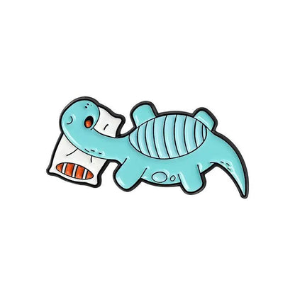 Dinosaur Series Enamel Pins Book Skate Rock LGBT Animal Brooches Lapel Badges Funny Cartoon Jewelry Gifts for Children Wholesale