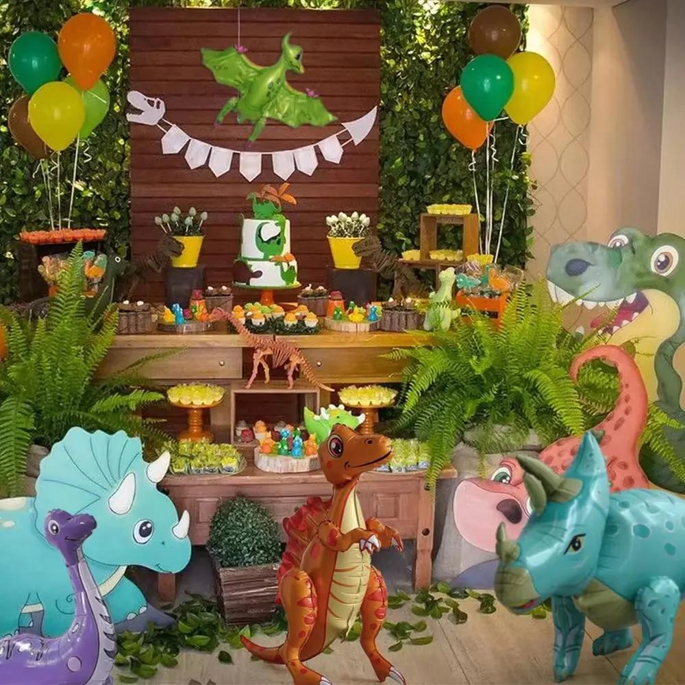 3D Standing Large Foil Dinosaur Tyrannosaurus Balloons Kids Dinosaur Birthday Party Decoration Inflatable Safari Favors Supplies