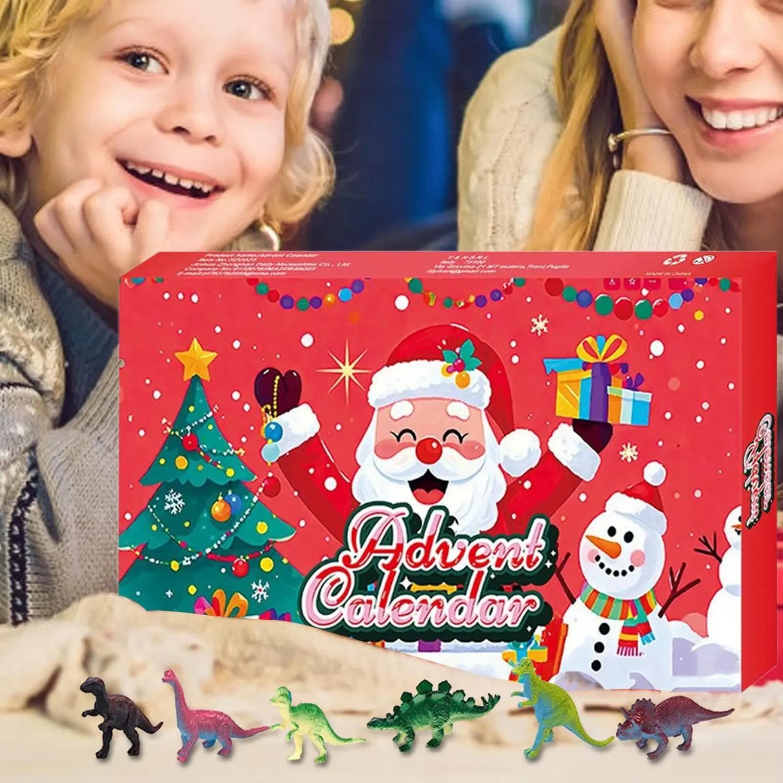 Christmas Dinosaur Countdown Calendar Ornaments 24Pcs Dinosaur Figurine Dinosaur Advent Calendar Kid Hole Fun Christmas Gift