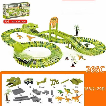 Ultimate Dinosaur 360 Track Set New DIY Assembly Jurassic Dinosaur Track Set Electric Dinosaur Track Car Toy Set