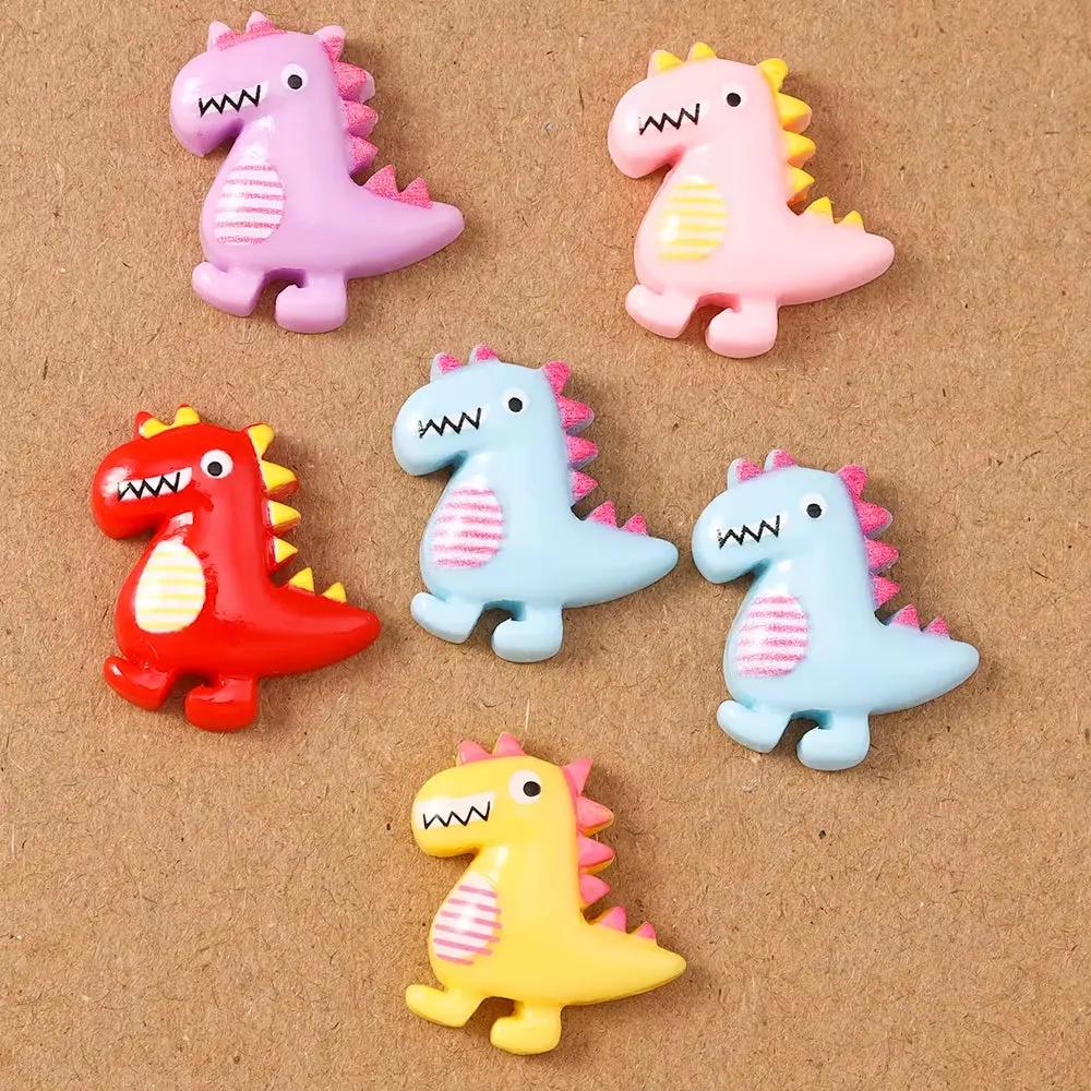 10Pcs 21*19Mm Cute Resin Dinosaur Flatback Cabochon Scrapbooking for Girls DIY Hairpin Headband Embellishments Birthday Gifts