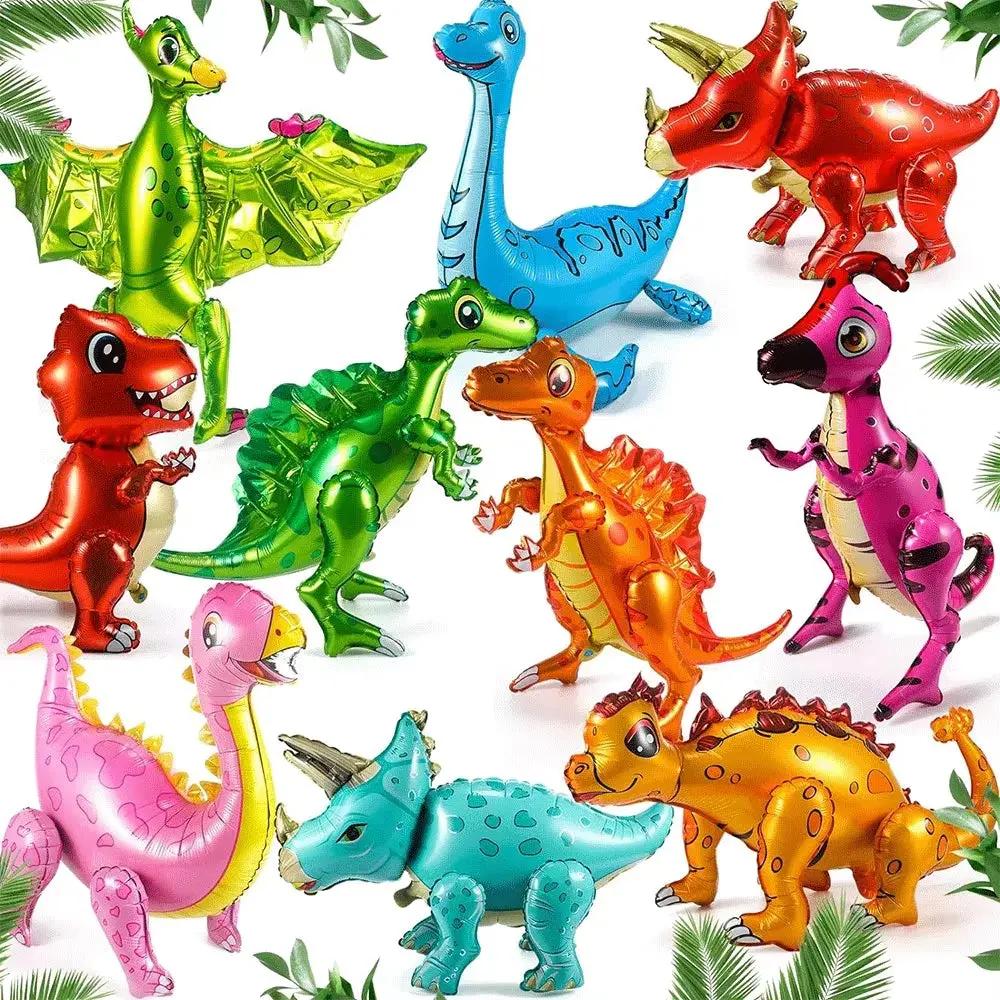 3D Standing Large Foil Dinosaur Tyrannosaurus Balloons Kids Dinosaur Birthday Party Decoration Inflatable Safari Favors Supplies