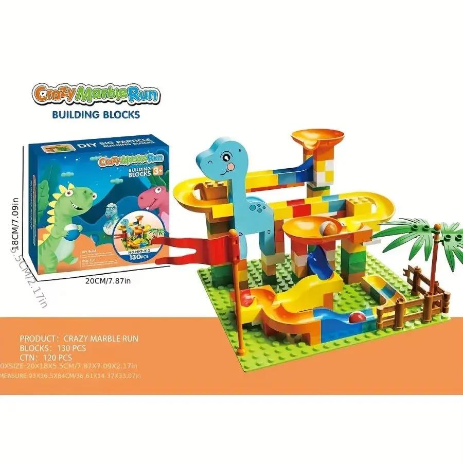 Dinosaur Park,Early Education STEM Toy Bricks Maze Set Children'S Birthday/Festival Gift Marble Run Building Blocks