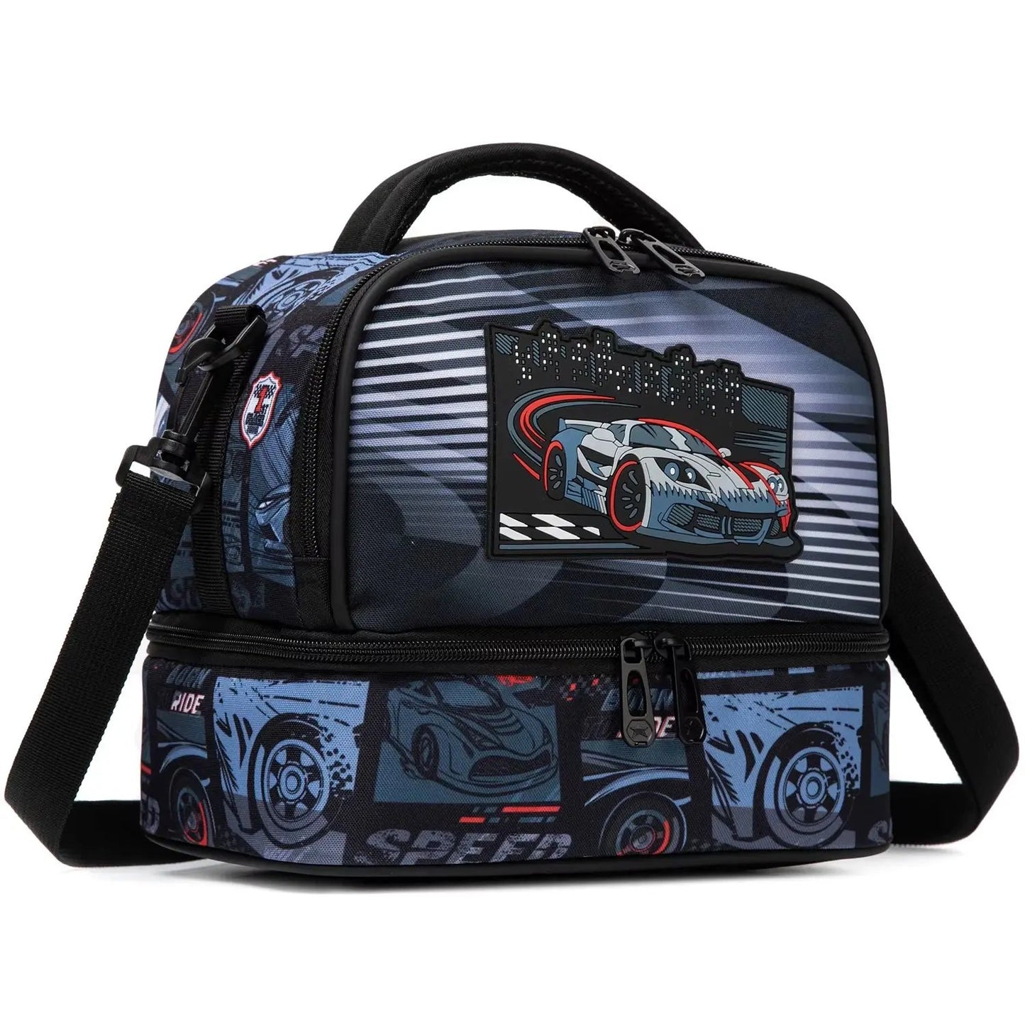 Kids Dual Compartment Tote Lunch Bag for Boys Kids Cooler Insulated Toddler Lunch Bag Box