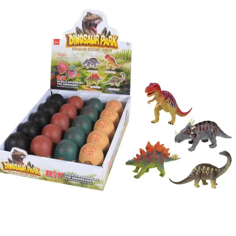 4Pcs 4D Stereoscopic Assembly Dinosaur Egg Piece and Insert Dinosaur Dinosaur Simulation Model Toy Educational Toys for Children