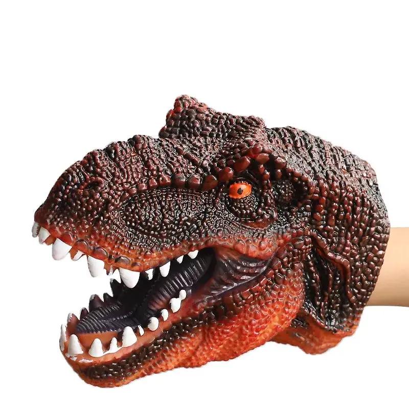 Hand Puppets Dinosaur Head Model Toy T-Rex Dino Jurass Shark Tiger Park Dolls Dinosaur Worlds Soft Plush Toy for Boys Kids Gifts