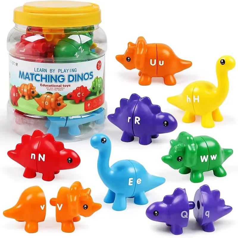 Matching Letters Dinosaur Toy Double-Sided ABC Letters Montessori Preschool Educational Fine Motor Toy Gift