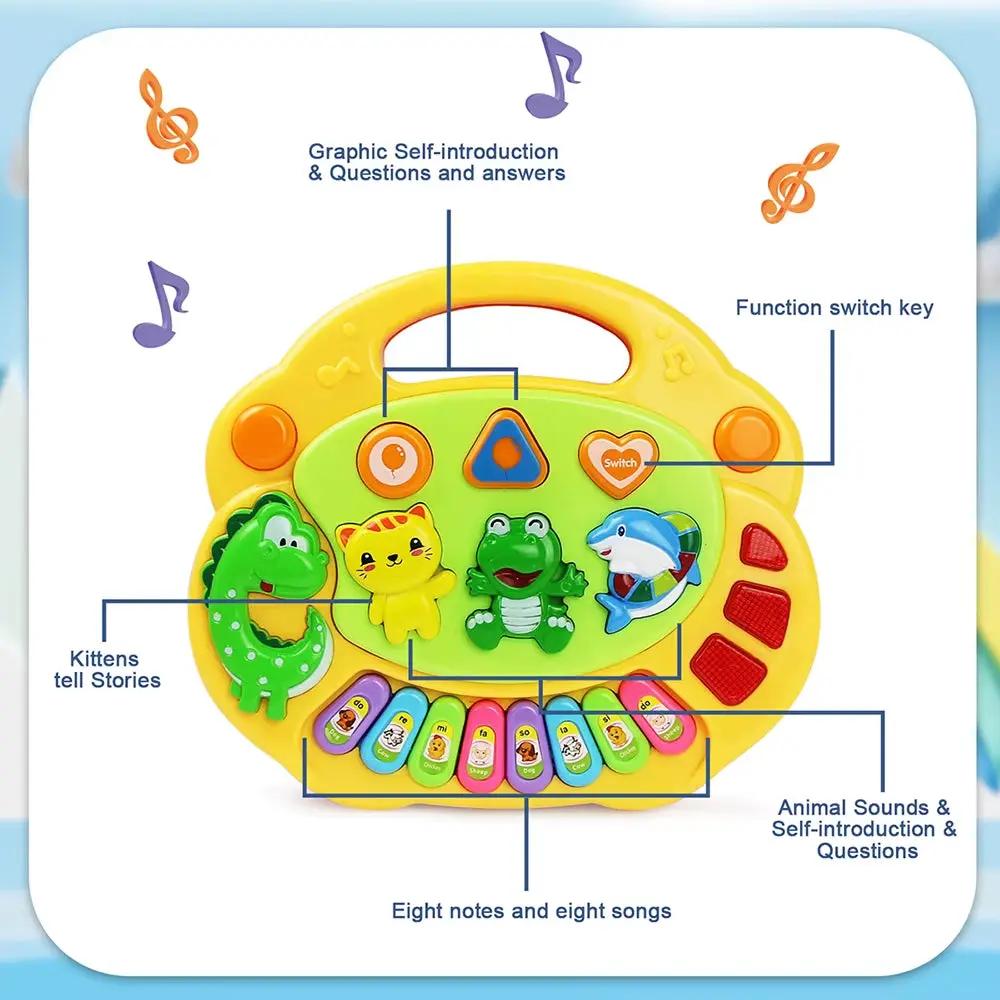 Kids Cartoon Piano Keyboard Game with Animal Sounds Flashing Light Music Baby Instrument Music Toys Educational Toys Kids Gifts