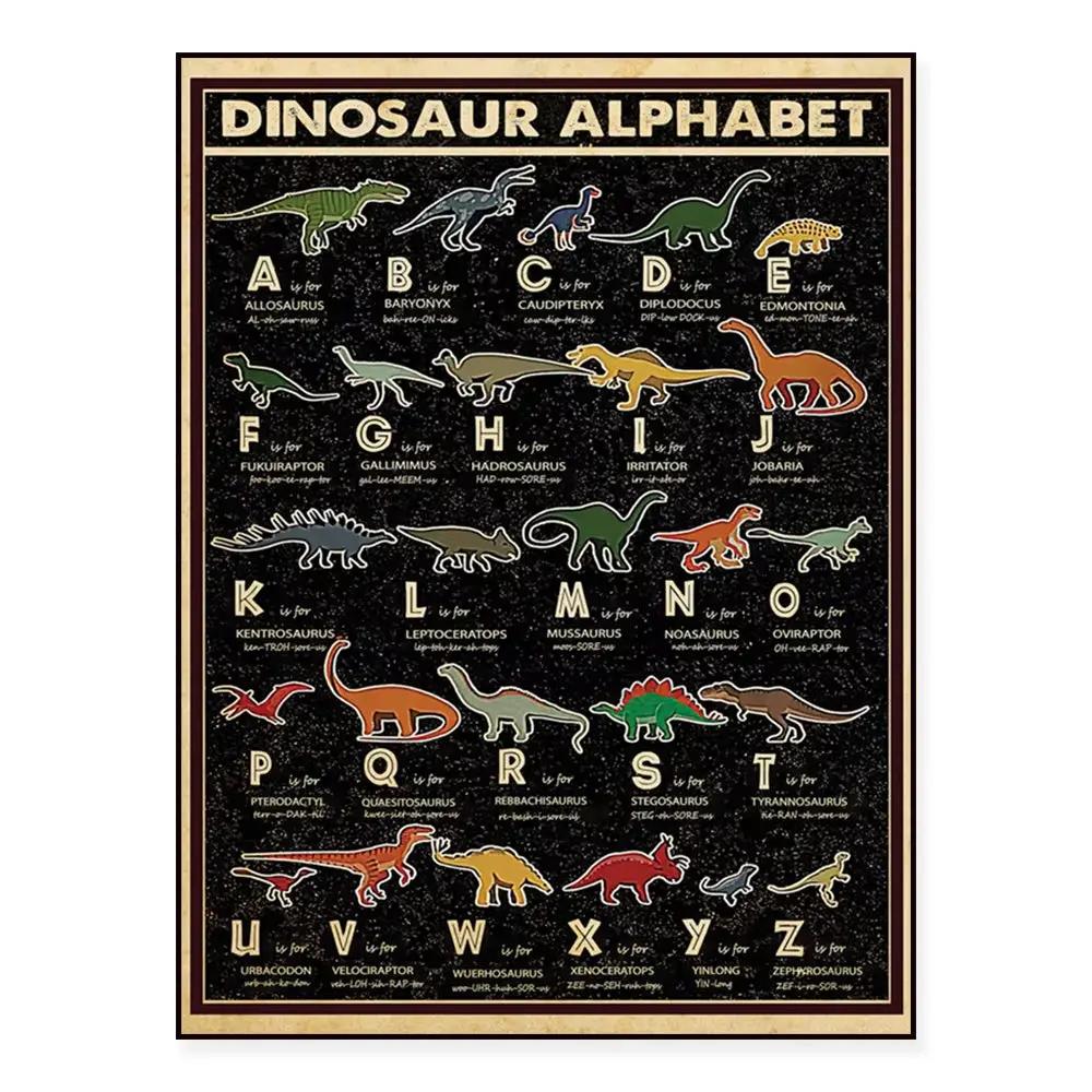 Dinosaur Alphabet Poster, Dinosaur Art Print, Dinosaur Lover Gift, Wall Home Decor