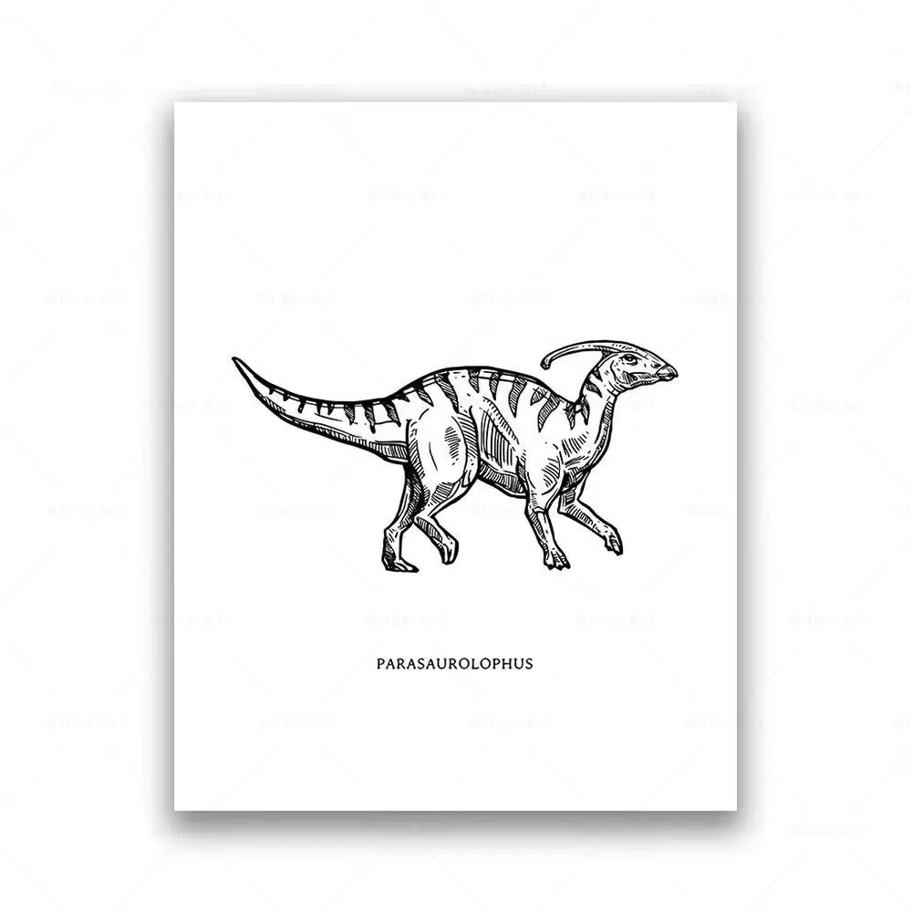 Dinosaur Sketch Paleontology Wall Art Canvas Painting Dinosaur Nordic Poster Print Wall Picture for Boy Kids Room Playroom Decor