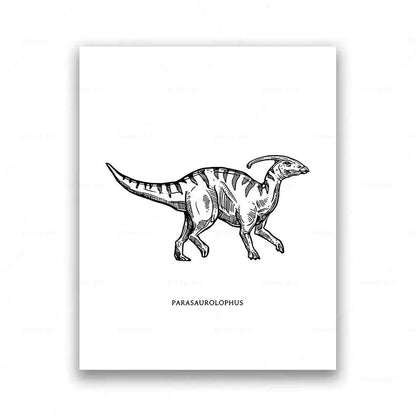 Dinosaur Sketch Paleontology Wall Art Canvas Painting Dinosaur Nordic Poster Print Wall Picture for Boy Kids Room Playroom Decor