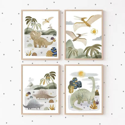 Dinosaur Brachiosaurus Tyrannosaurus Triceratops Wall Art Canvas Painting Nordic Posters and Prints Picture Baby Kids Room Decor