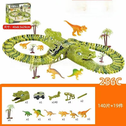 Ultimate Dinosaur 360 Track Set New DIY Assembly Jurassic Dinosaur Track Set Electric Dinosaur Track Car Toy Set