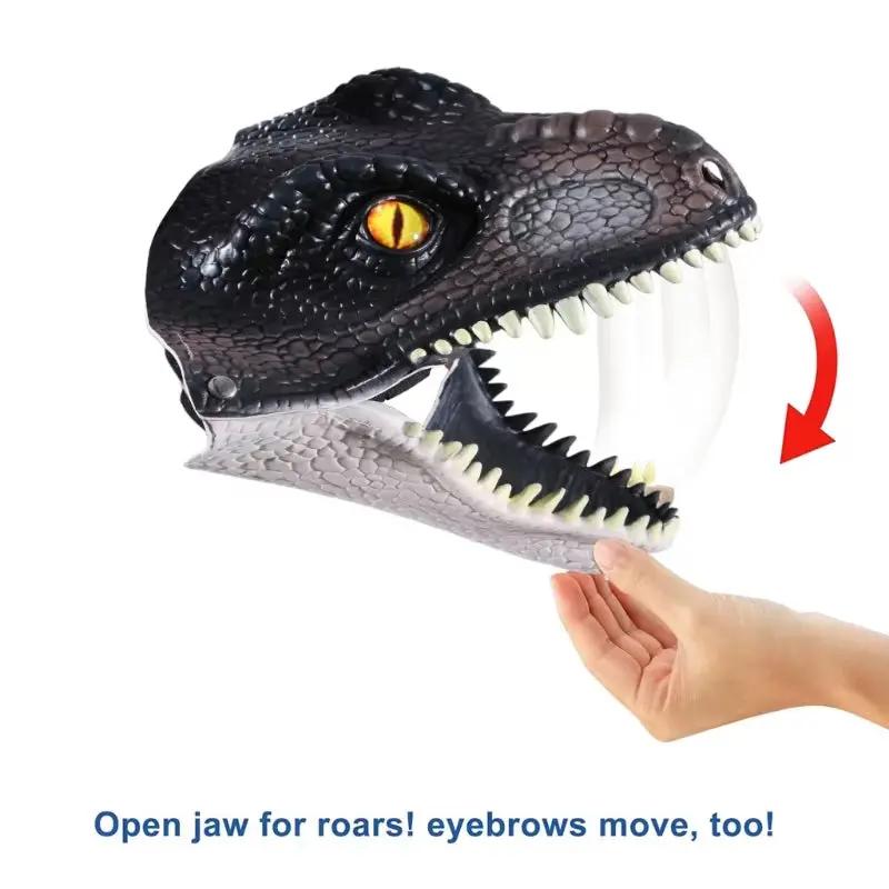 Cosplay Dinosaur Mask Realistic Tyrannosaurus Rex Masks with Moving Jaw for Party Halloween Gift for Jurassic Fans 87HA