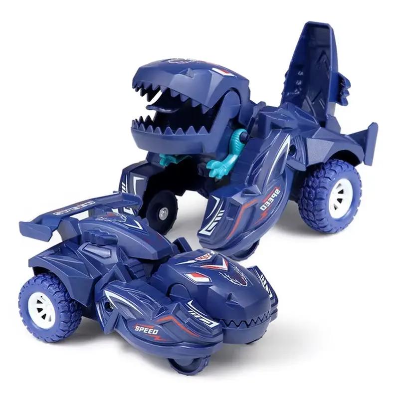 2 in 1 Dinosaur Deformation Car Model Toy for Boys One Step Action Collision Transformation Mini Vehicles Toy Gift for Children