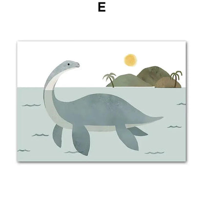 Dinosaur Brachiosaurus Tyrannosaurus Triceratops Wall Art Canvas Painting Nordic Posters and Prints Picture Baby Kids Room Decor