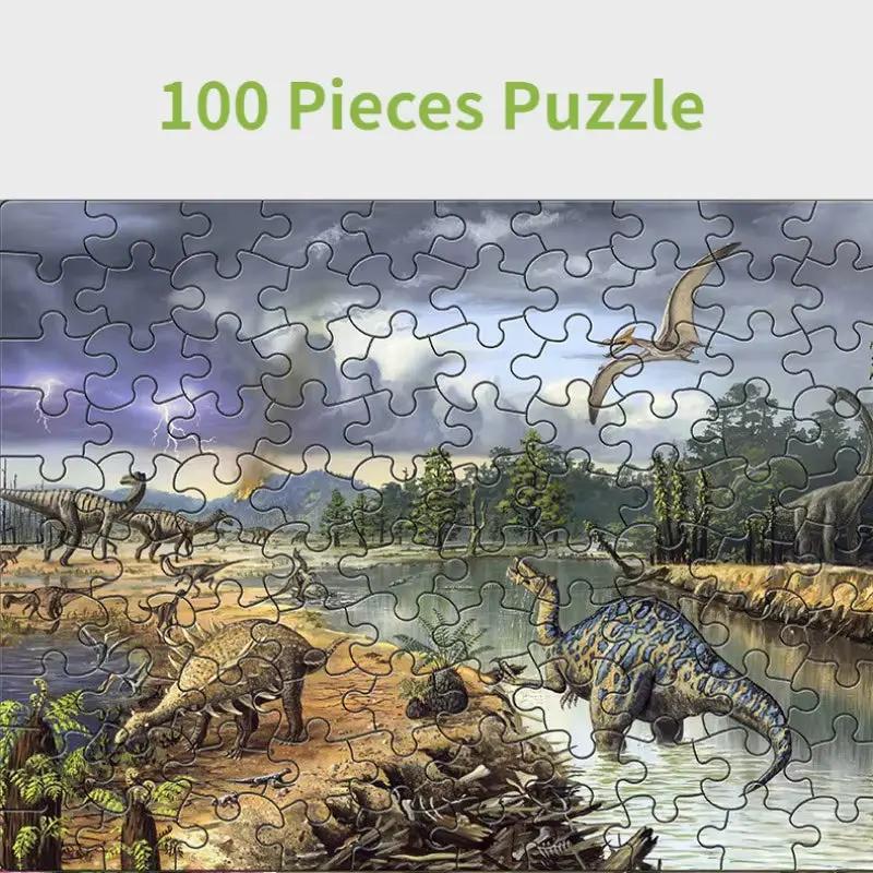 100 Pieces Jigsaw Puzzle Assembling Picture Cartoon Animals Dinosaurs Decompression Puzzles Toy Educational Gifts