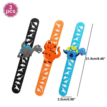 Dinosaur Party Goodie Bags Fillers Tattoo Keychain Rubber Slap Bracelet Dino Ring Kids Dinosaur Birthday Party Supplies Gift Toy