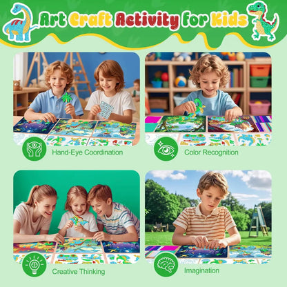 Foil Dinosaur Stickers Book for Kids DIY Foil Art Crafts for Christmas Gift Children'S Busy Sticker Paint Book Cute Stationery