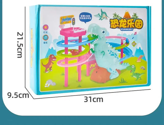 Dinosaur Paradise Suit Pig Toys Climbing Stairs Track Peggy Slide Electric Assembly with Music Colorful