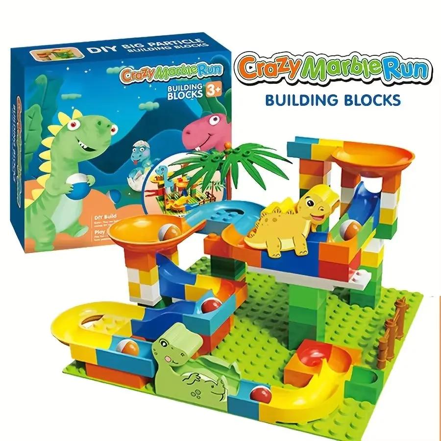Dinosaur Park,Early Education STEM Toy Bricks Maze Set Children'S Birthday/Festival Gift Marble Run Building Blocks