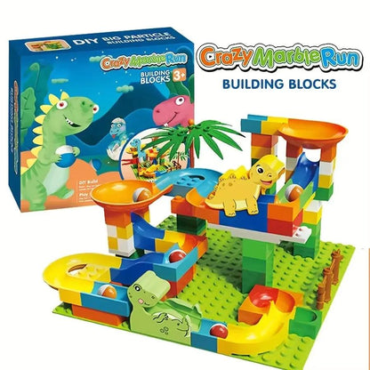 Dinosaur Park,Early Education STEM Toy Bricks Maze Set Children'S Birthday/Festival Gift Marble Run Building Blocks