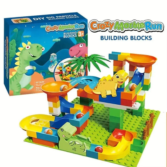 Dinosaur Park,Early Education STEM Toy Bricks Maze Set Children'S Birthday/Festival Gift Marble Run Building Blocks