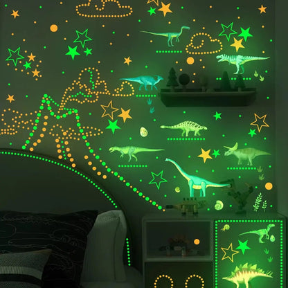 Luminous Dinosaur Wall Sticker for Kids Room Decals Glow in the Dark Removable Dino Glowing Luminous Stickers Children'S Bedroom